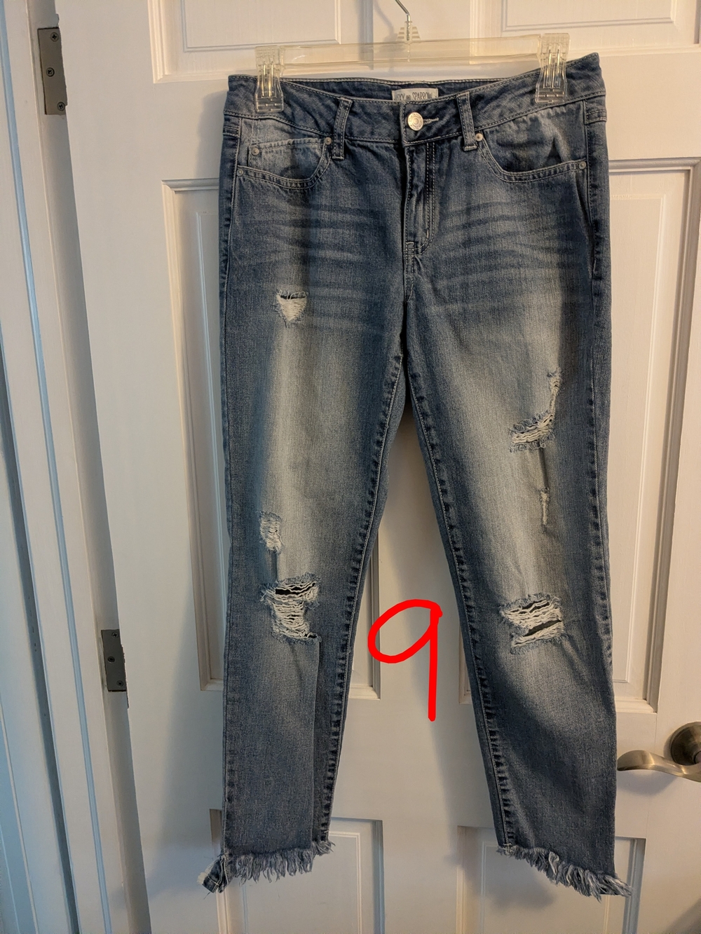 Sky and Sparrow Light Wash Distressed Ankle Jeans